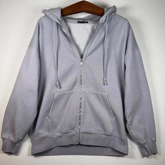 Brandy Melville Tops - Brandy Melville Full Zip Blue Grey Oversized Hoodie XL